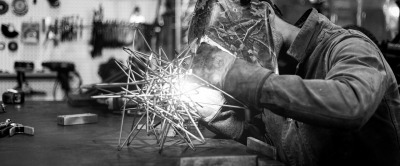 welding sparks close-up steelwork
